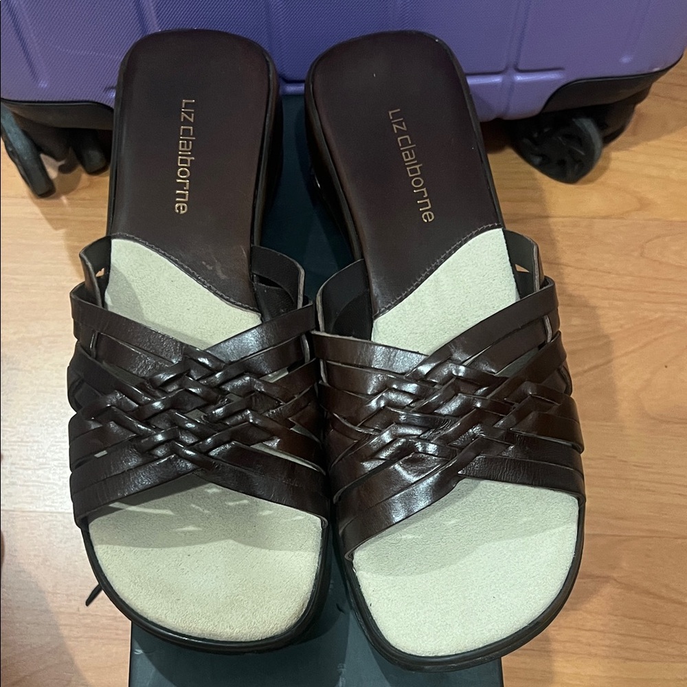 Liz Claiborne Dark Brown Woven Sandals